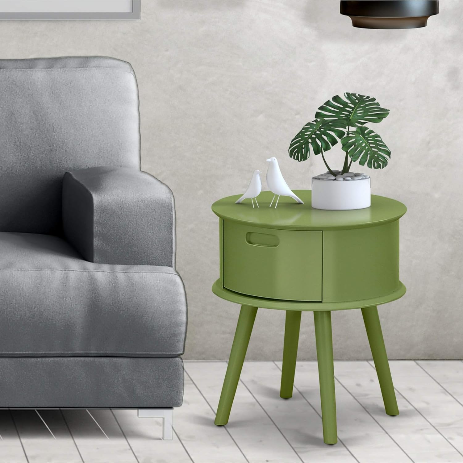 East West Furniture Gone12 1 Pc Beautiful Gordon Modern Nightstand With Drawer, 1-Pack, Clover Green Finish